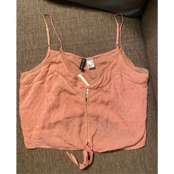 Divided Pink Button-Front Top - Picture 1 of 6